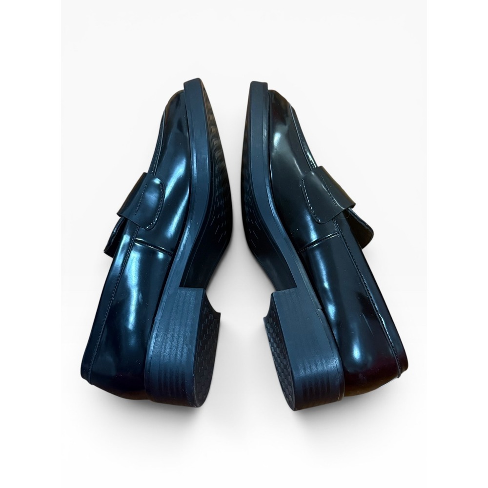 Madden Girl Cecilly Loafer Women 6M Black Excellent Chunky Block Heel Patent - Picture 2 of 6